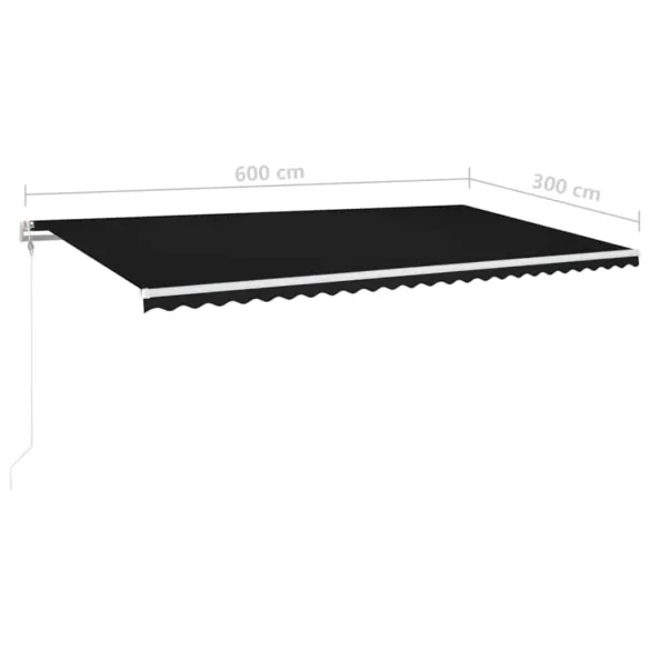 Copertină Automată cu Senzor Vânt și LED - 600x300 cm