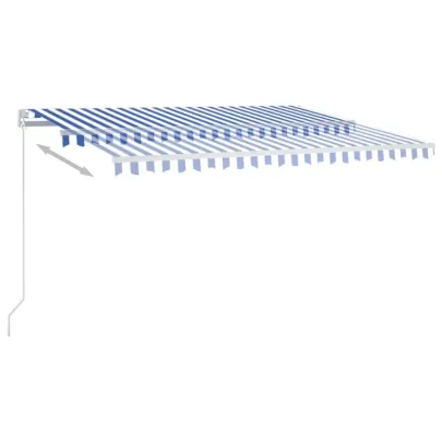 Copertină retractabilă manual cu LED - 400x350 cm - Albastru/Alb