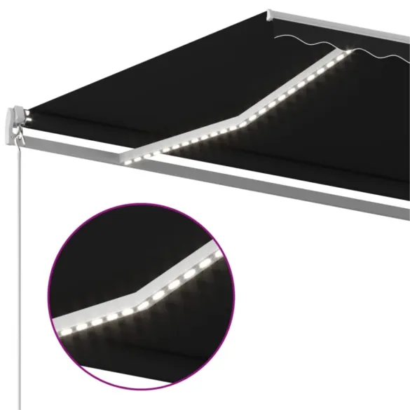 Copertină retractabilă manual cu LED - Antracit 400x350 cm