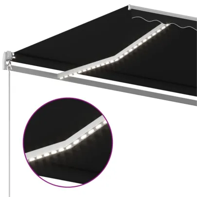 Copertină retractabilă manual cu LED - Antracit 400x350 cm