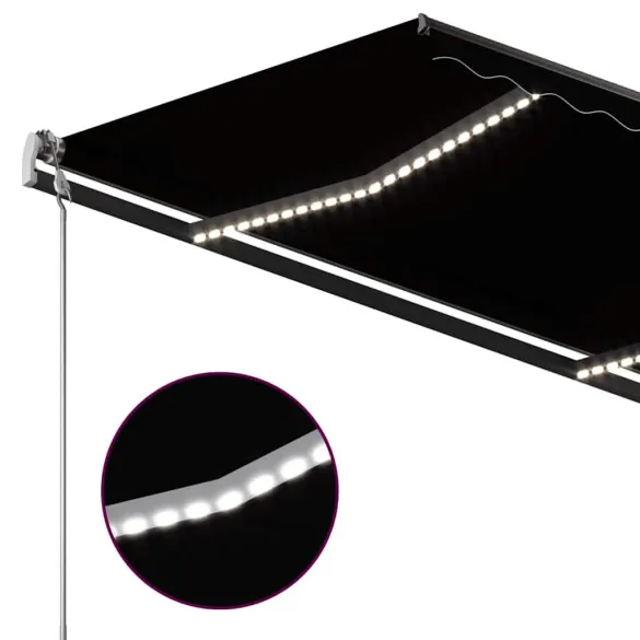 Copertină retractabilă manual cu LED - antracit - 3x2,5 m