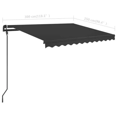 Copertină retractabilă manual cu LED - antracit - 3x2,5 m