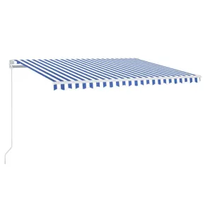 Copertină Retractabilă Manual 450x350 cm - Albastru/Alb 2