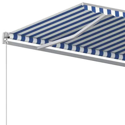 Copertină Retractabilă Manual 450x350 cm - Albastru/Alb