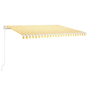 Copertină retractabilă manual - galben și alb - 450x350 cm 2