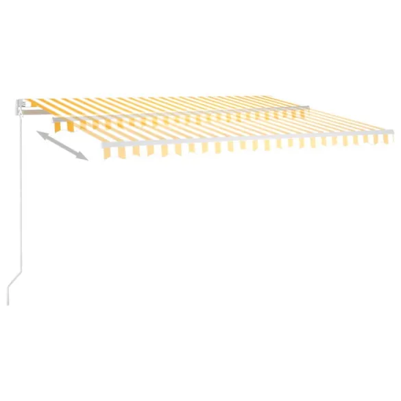 Copertină retractabilă manual - galben și alb - 450x350 cm