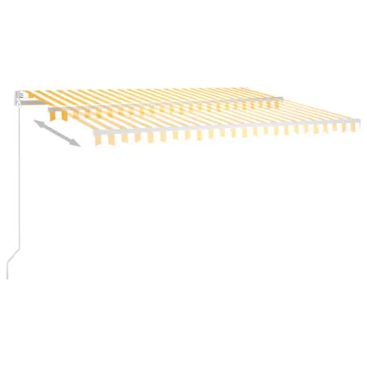 Copertină retractabilă manual - galben și alb - 450x350 cm