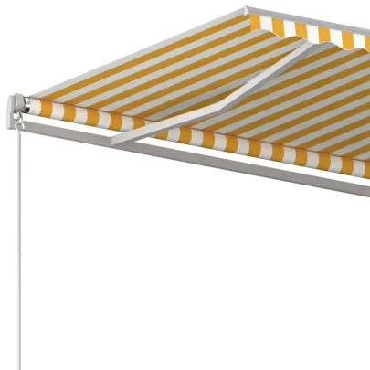 Copertină retractabilă manual - galben și alb - 450x350 cm
