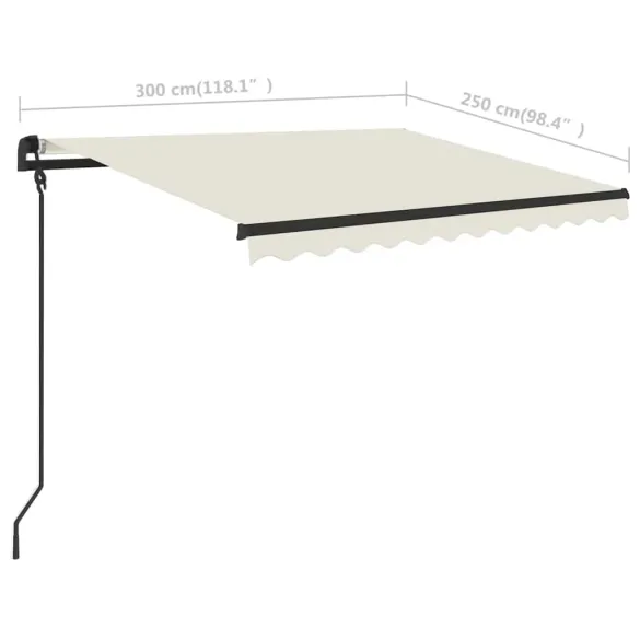 Copertină retractabilă manual cu LED - 3x2,5 m - Livrare gratuită