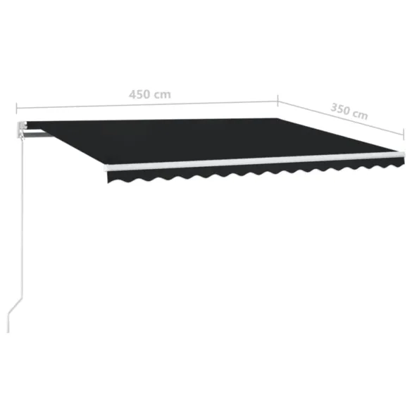 Copertină Retractabilă Manual Antracit 450x350 cm - Livrare Gratuită