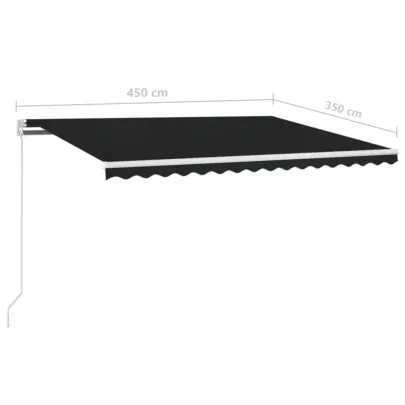 Copertină Retractabilă Manual Antracit 450x350 cm - Livrare Gratuită
