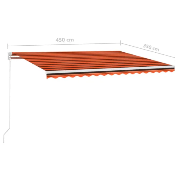 Copertină retractabilă manual 450x350 cm - Portocaliu/Maro