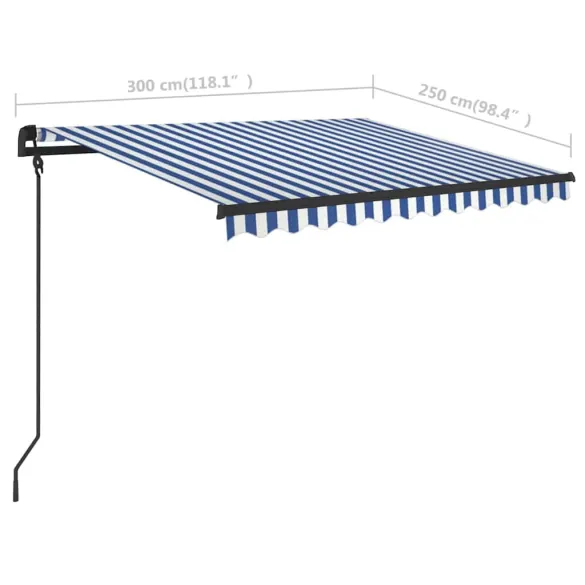 Copertină retractabilă manual cu LED pentru terasă - 3x2,5 m