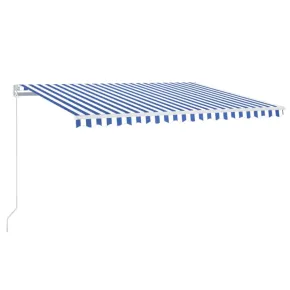 Copertină retractabilă manual cu LED - Albastru/Alb - 450x350 cm 2