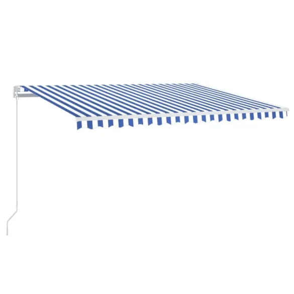 Copertină retractabilă manual cu LED - Albastru/Alb - 450x350 cm