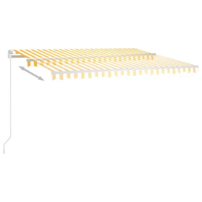 Copertină retractabilă manual cu LED - Galben/Alb - 450x350 cm