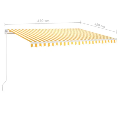 Copertină retractabilă manual cu LED - Galben/Alb - 450x350 cm