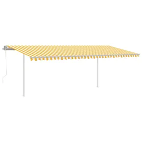 Copertină Automată Retractabilă cu Stâlpi 6x3,5m - Galben&Alb 2