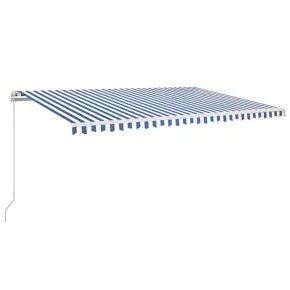 Copertină Retractabilă Manuală cu LED - Albastru/Alb 2