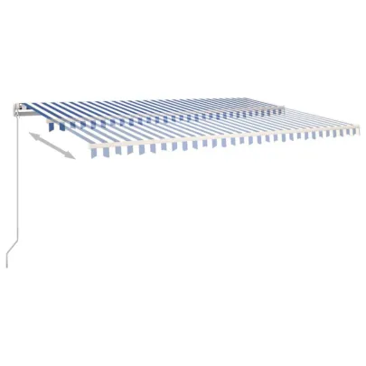 Copertină Retractabilă Manuală cu LED - Albastru/Alb