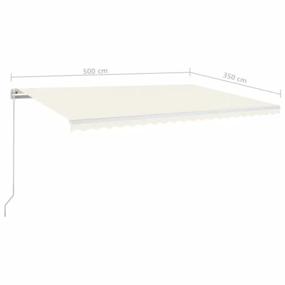 Copertină retractabilă manuală cu LED - 500x350 cm - Crem