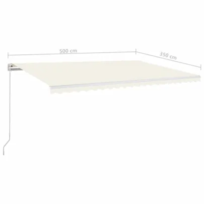 Copertină retractabilă manuală cu LED - 500x350 cm - Crem