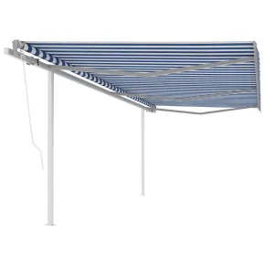 Copertină retractabilă automată 6x3,5m - Albastru/Alb