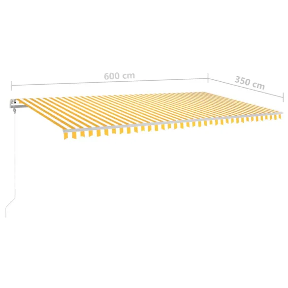Copertină retractabilă manual cu LED - 6x3,5 m - Galben&Alb