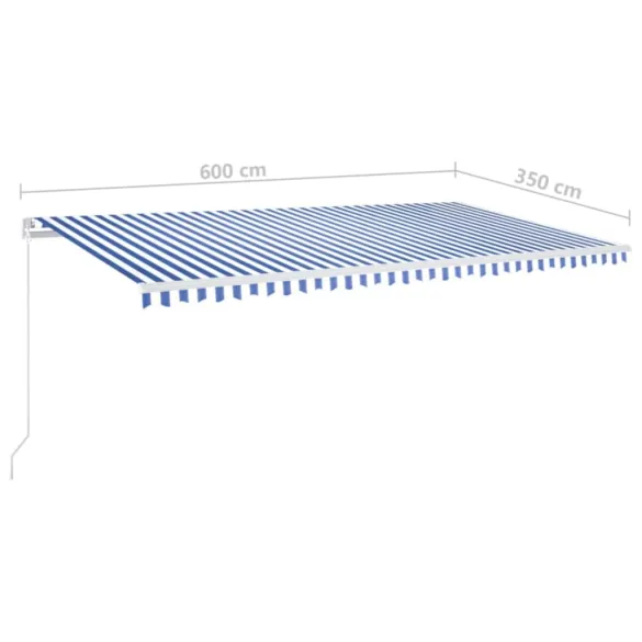 Copertină retractabilă manual cu LED 6x3.5m - Albastru/Alb