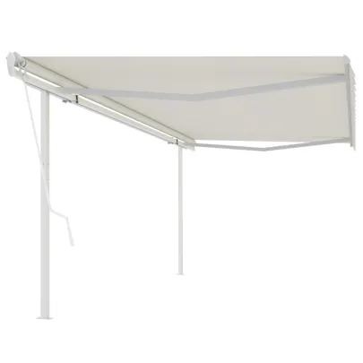 Copertină Retractabilă Automată cu Stâlpi - 5x3,5 m - Crem