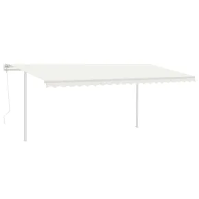Copertină Retractabilă Automată cu Stâlpi - 5x3,5 m - Crem 2