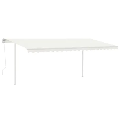 Copertină Retractabilă Automată cu Stâlpi - 5x3,5 m - Crem