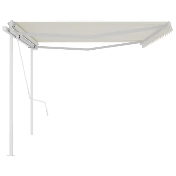 Copertină Retractabilă Automată cu Stâlpi - 5x3,5 m - Crem