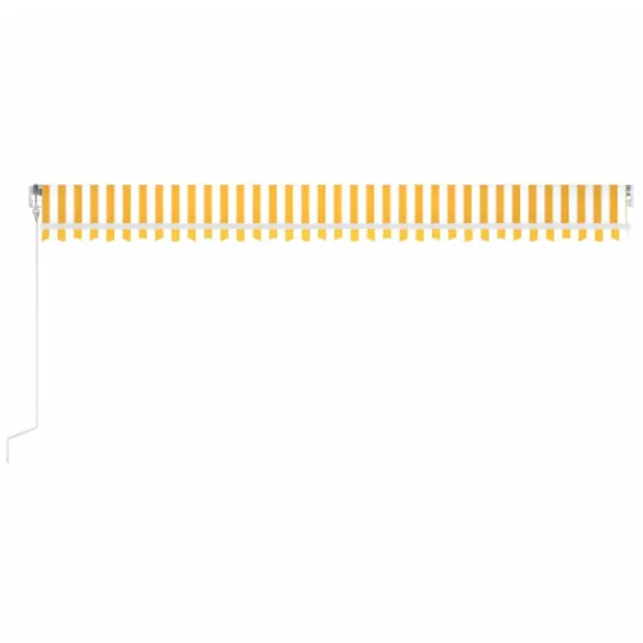 Copertină Automată cu Senzor Vânt și LED - Galben/Alb - 600x350 cm