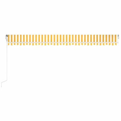 Copertină Automată cu Senzor Vânt și LED - Galben/Alb - 600x350 cm