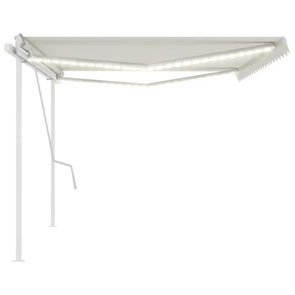 Copertină retractabilă manual cu LED - 5x3,5 m - Crem