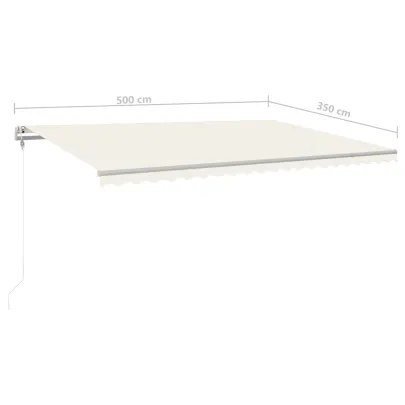Copertină retractabilă manual cu LED - 5x3,5 m - Crem