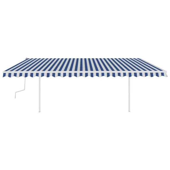 Copertină Retractabilă Manuală cu LED - Albastru/Alb - 5x3,5m