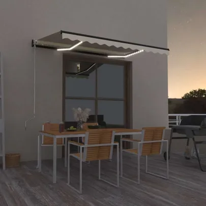 Copertină retractabilă manual cu LED - 350x250 cm - Livrare gratuită