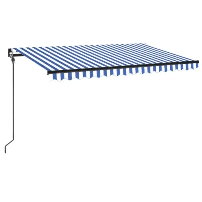 Copertină retractabilă manual cu LED 4x3m - Albastru/Alb
