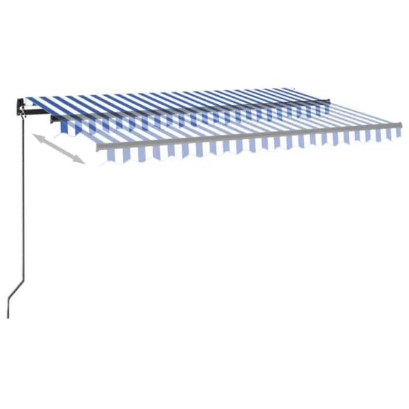Copertină retractabilă manual cu LED 4x3m - Albastru/Alb