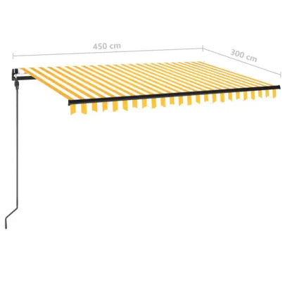Copertină Retractabilă Manual 450x300 cm - Galben/Alb
