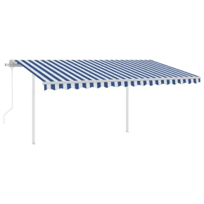 Copertină Retractabilă Automată - Albastru/Alb - 4,5x3,5 m 2