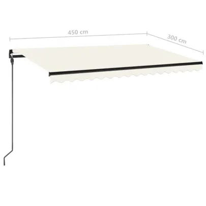 Copertină Retractabilă Manual cu LED - 450x300 cm - Crem