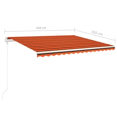 Copertină Retractabilă Manual 4.5x3.5m - Portocaliu/Maro