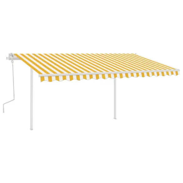 Copertină retractabilă manual galben/alb 4x3,5 m - Livrare gratuită