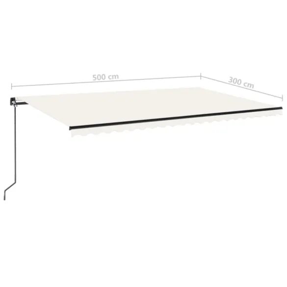 Copertină retractabilă cu LED, crem, 500x300 cm | Livrare gratuită