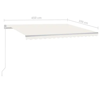 Copertină Retractabilă Manual cu Stâlpi - 4,5x3,5 m