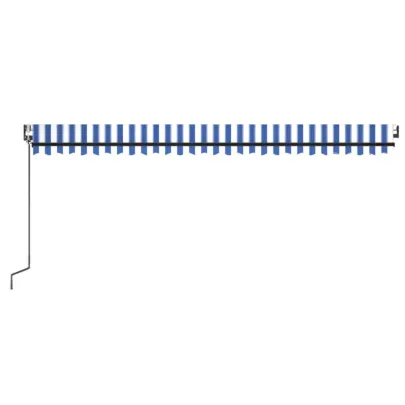 Copertină Automată cu Senzor Vânt și LED - Albastru/Alb