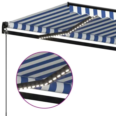 Copertină Retractabilă Manuală cu LED 600x300 cm | Livrare Gratuită